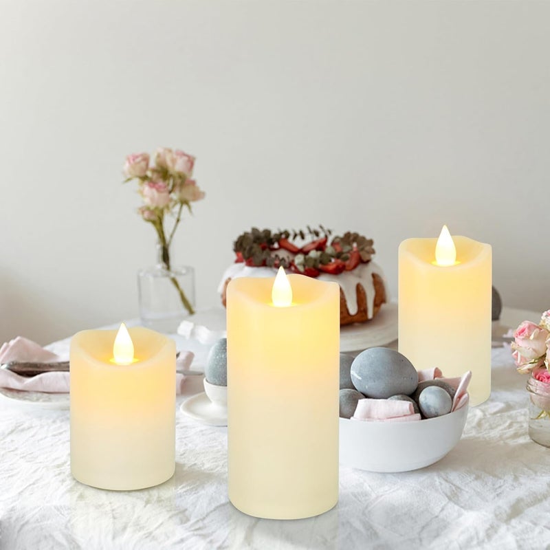 Aignis Indoor Flameless LED Candles Battery Operated with Remote Timer and Wax-like Shell for Home/Wedding/Holiday Decor, Set of 3( D 2.95" x H 4"/5"/6") - Image 3